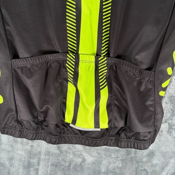 Lixada Cycling Jersey XL Black Neon Green Short Sleeve Full Zip Reflective - Picture 6 of 8